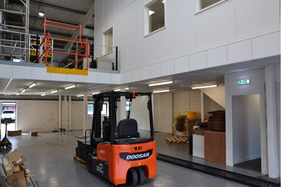 Clients warehouse complete with mezzanine