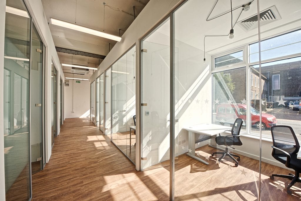 Glass Partitioned Workspaces in Freedom Works Worthing