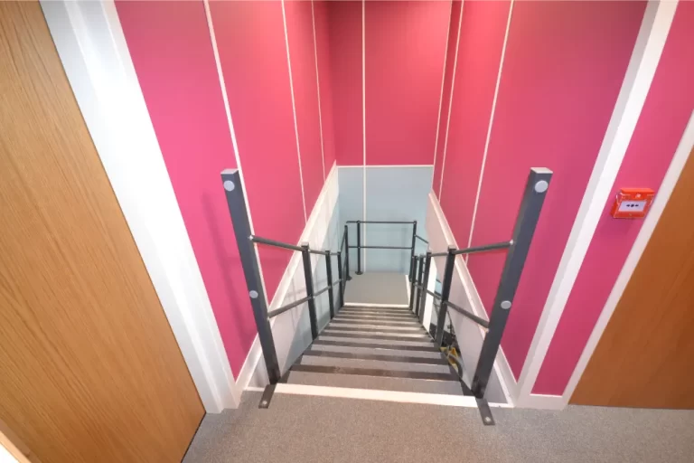 Cheeky Wipes - stairs within mezzanine office