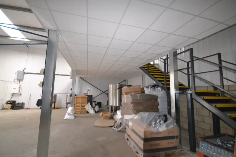 360 Degree Brewing | Underside of mezzanine floor.