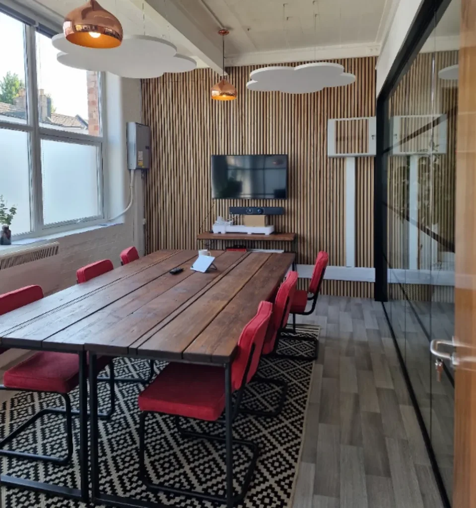 an office with newly installed partitioning