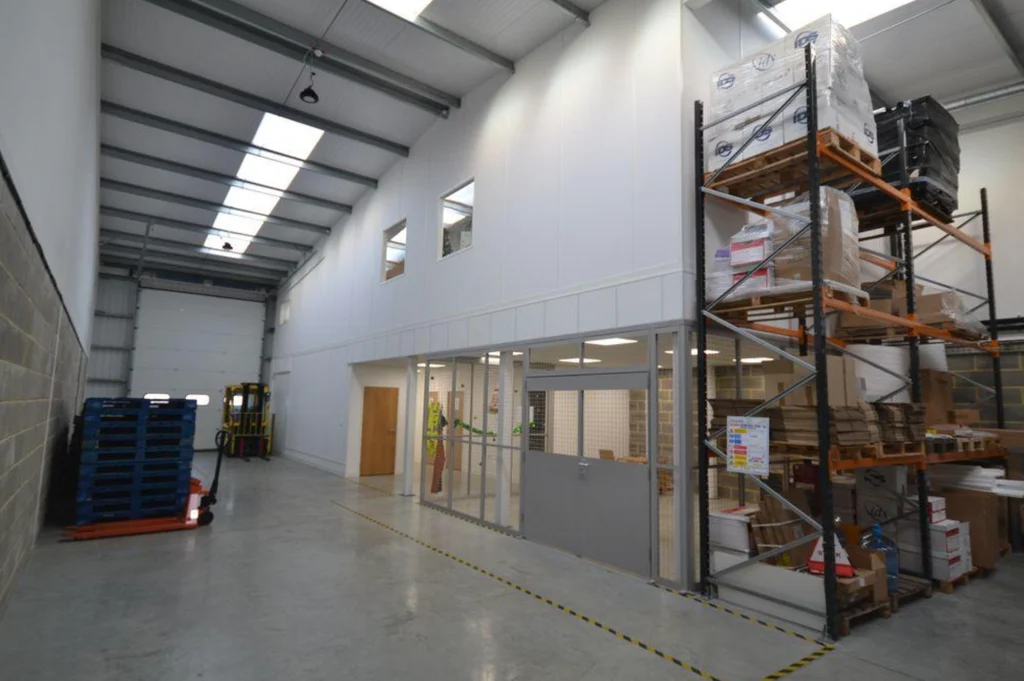 mezzanine floor installation | Mezzanine office in a warehouse space.