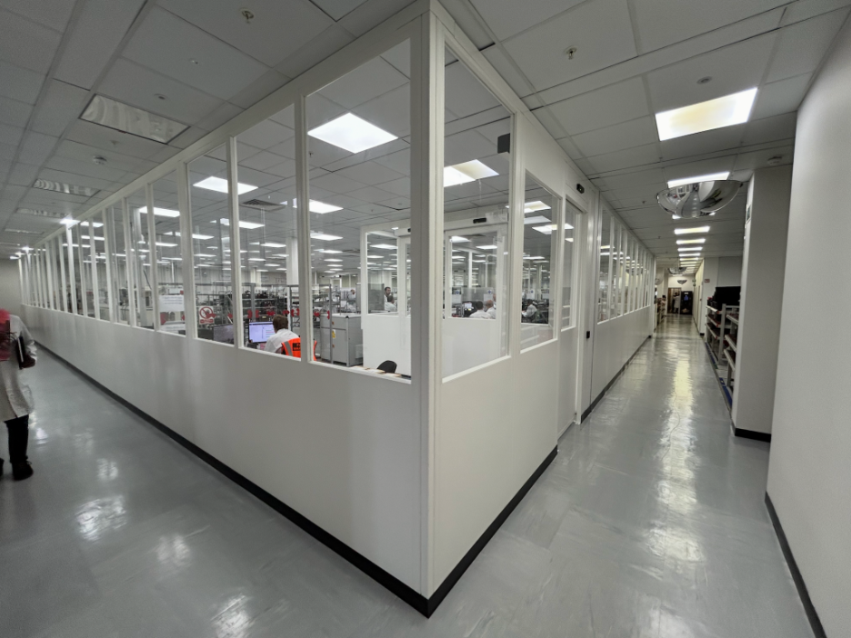 steel partition walls inside warehouse building
